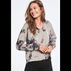Victoria's Secret Pink Hoodie Hooded Long Sleeved Shirt Gray Tie-Dye Large L